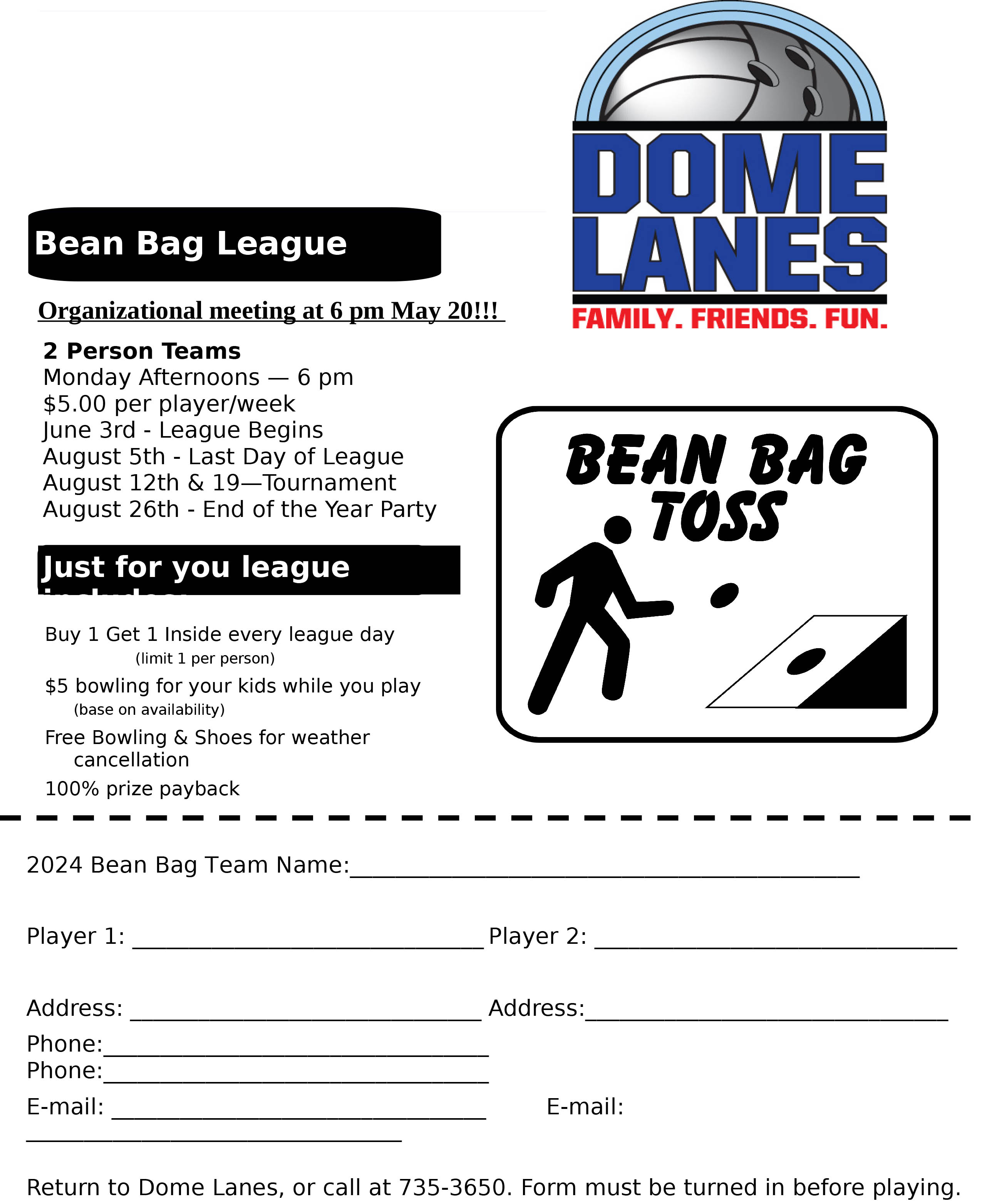 Bean Bag league flyer 2024