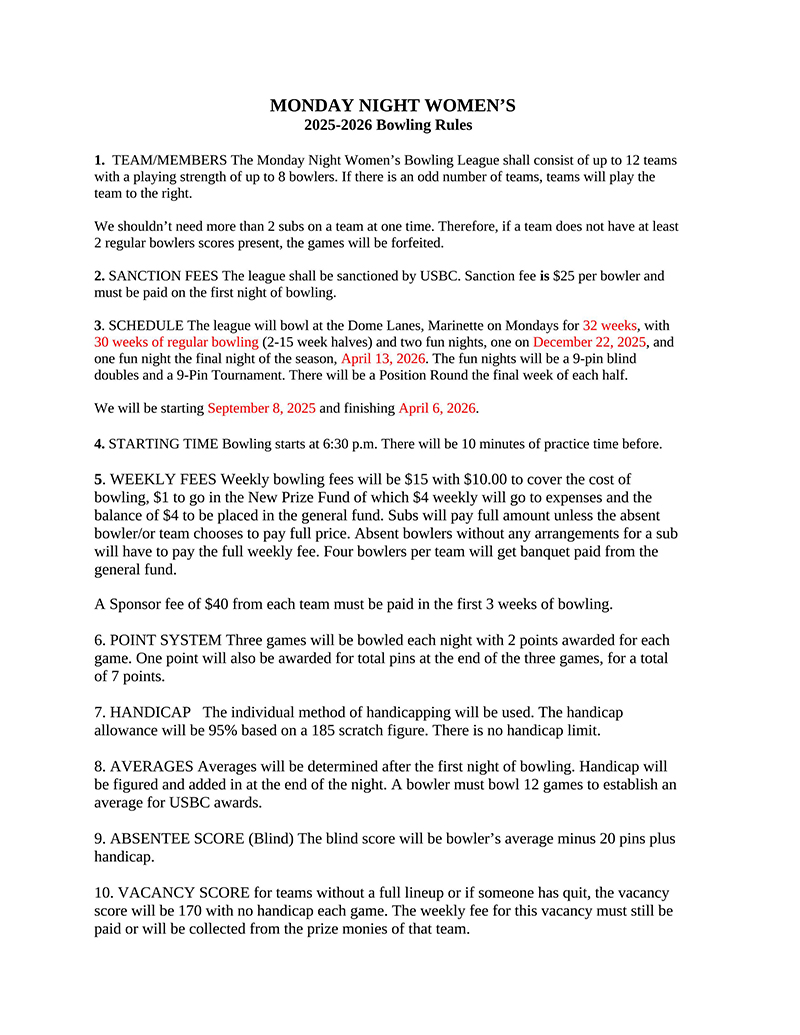 MONDAY NIGHT WOMEN RULES 2024 2025